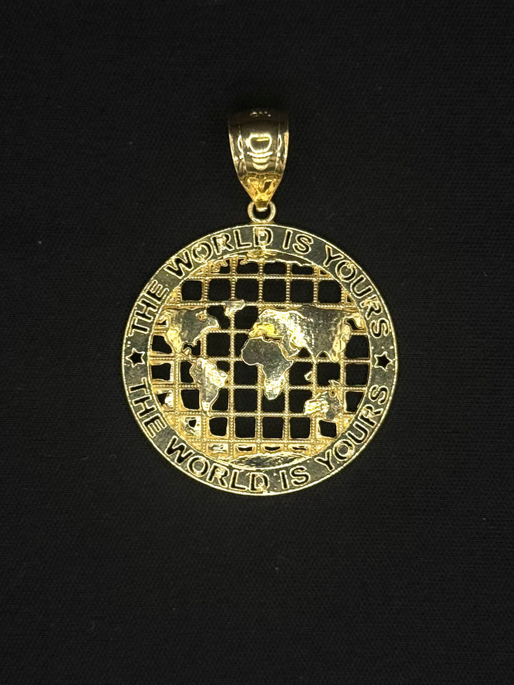 10K GOLD 3D  WORLD IS YOURS PENDANT