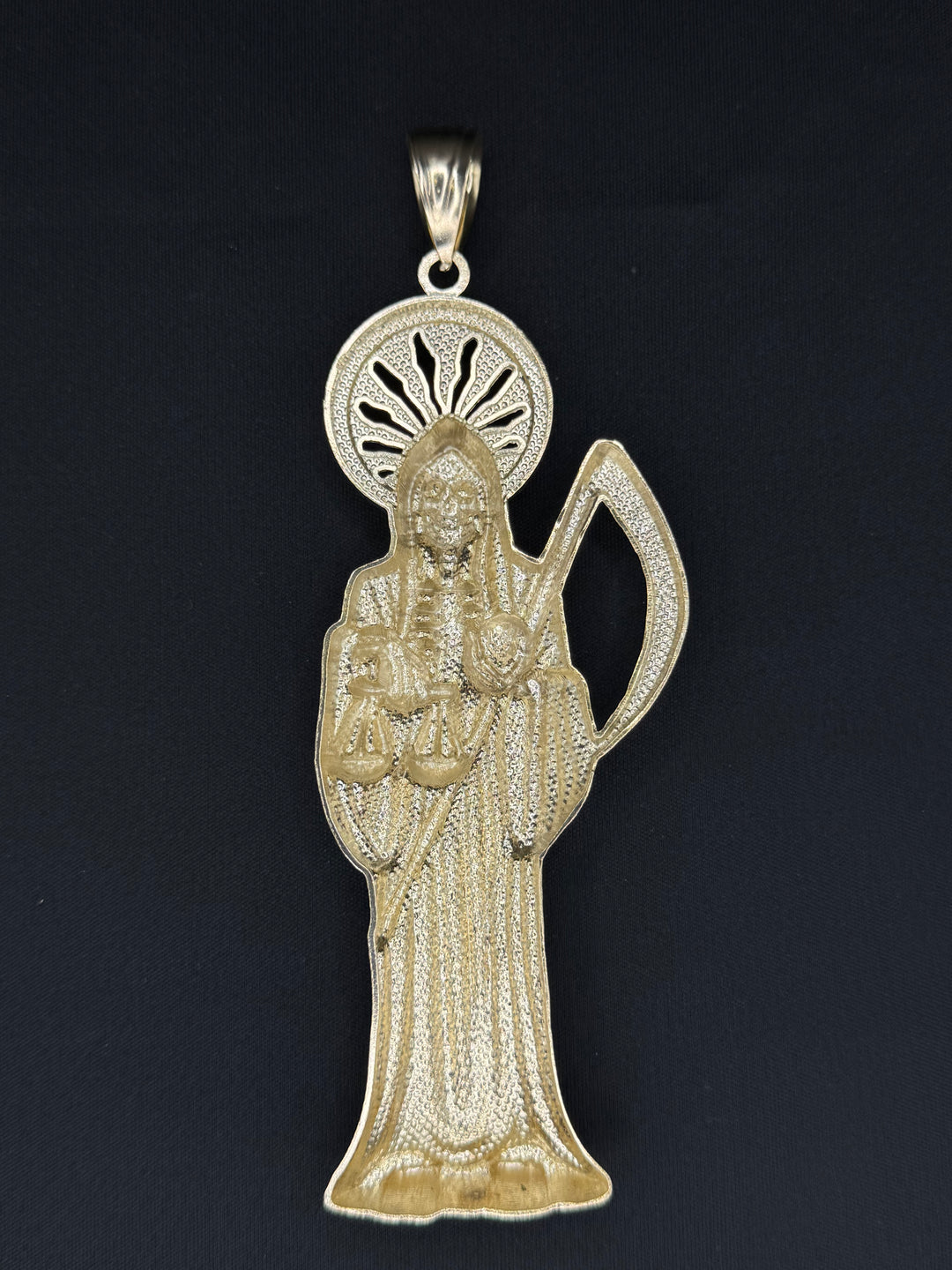 10K GOLD 3D SANTA MUERTE PENDANT
