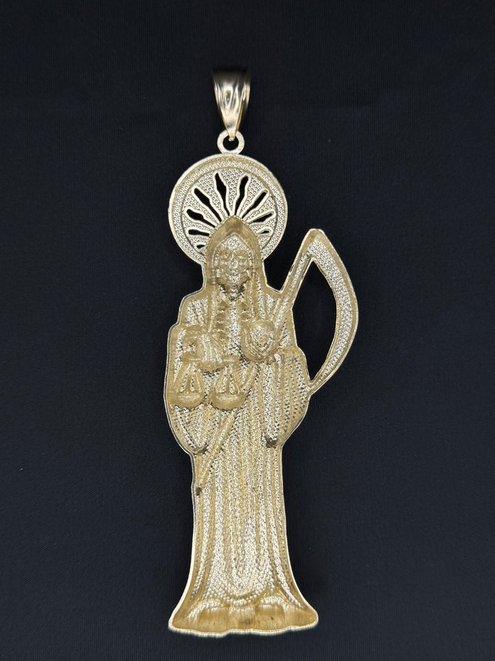 10K GOLD 3D SANTA MUERTE PENDANT
