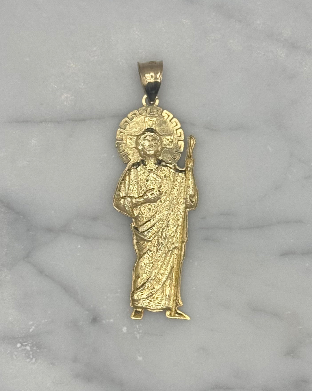 10K GOLD SAINT JUDE WITH GREEK BAND PENDANT