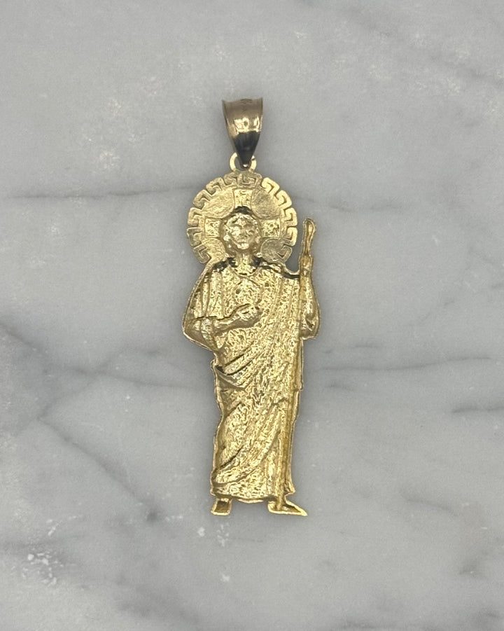 10K GOLD SAINT JUDE WITH GREEK BAND PENDANT