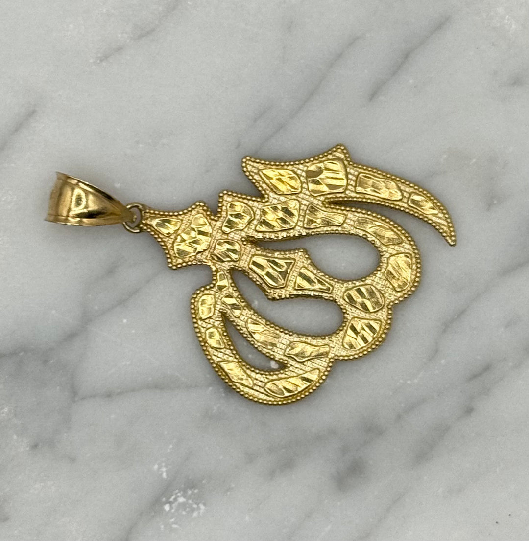 10K GOLD ALLAH NUGGET PENDANT