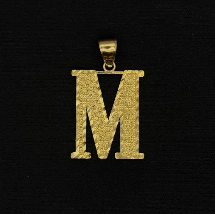 10K GOLD FANCY M INITIAL PENDANT