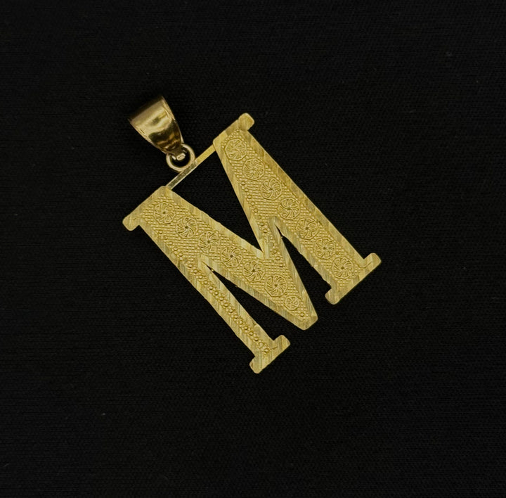 10K GOLD FANCY M INITIAL PENDANT