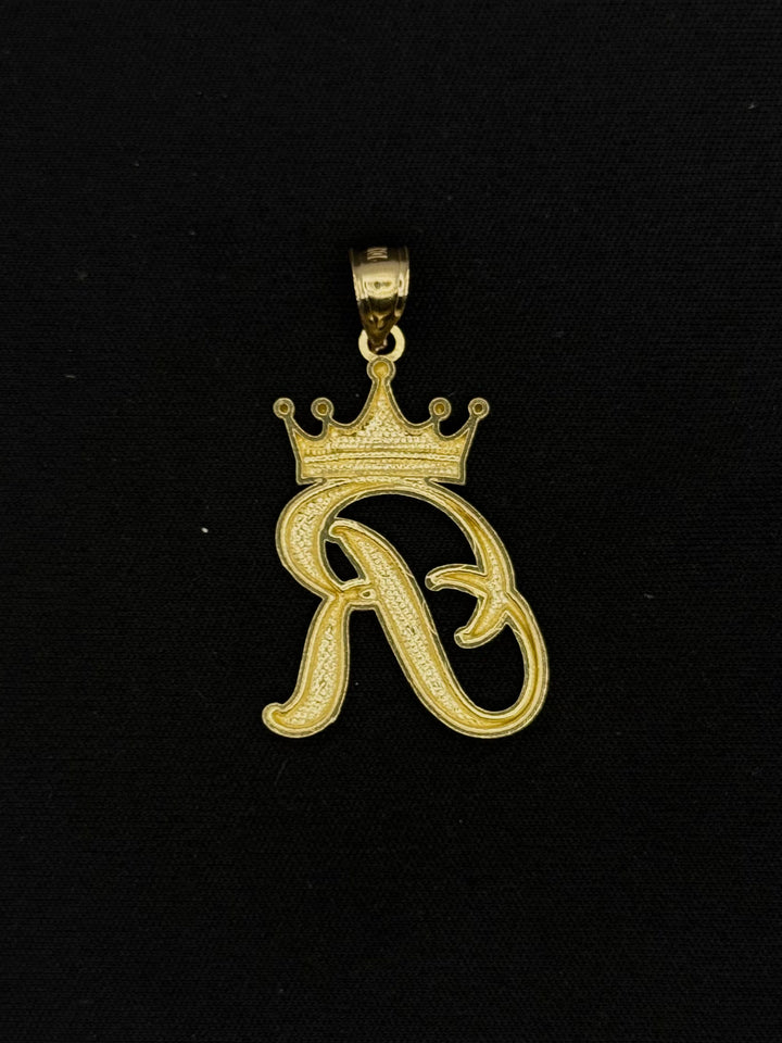 10K GOLD R CROWN INITIAL PENDANT