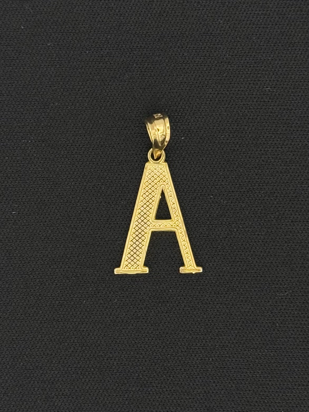 10K GOLD ALLIGATOR NUGGET PRINT A INITIAL PENDANT