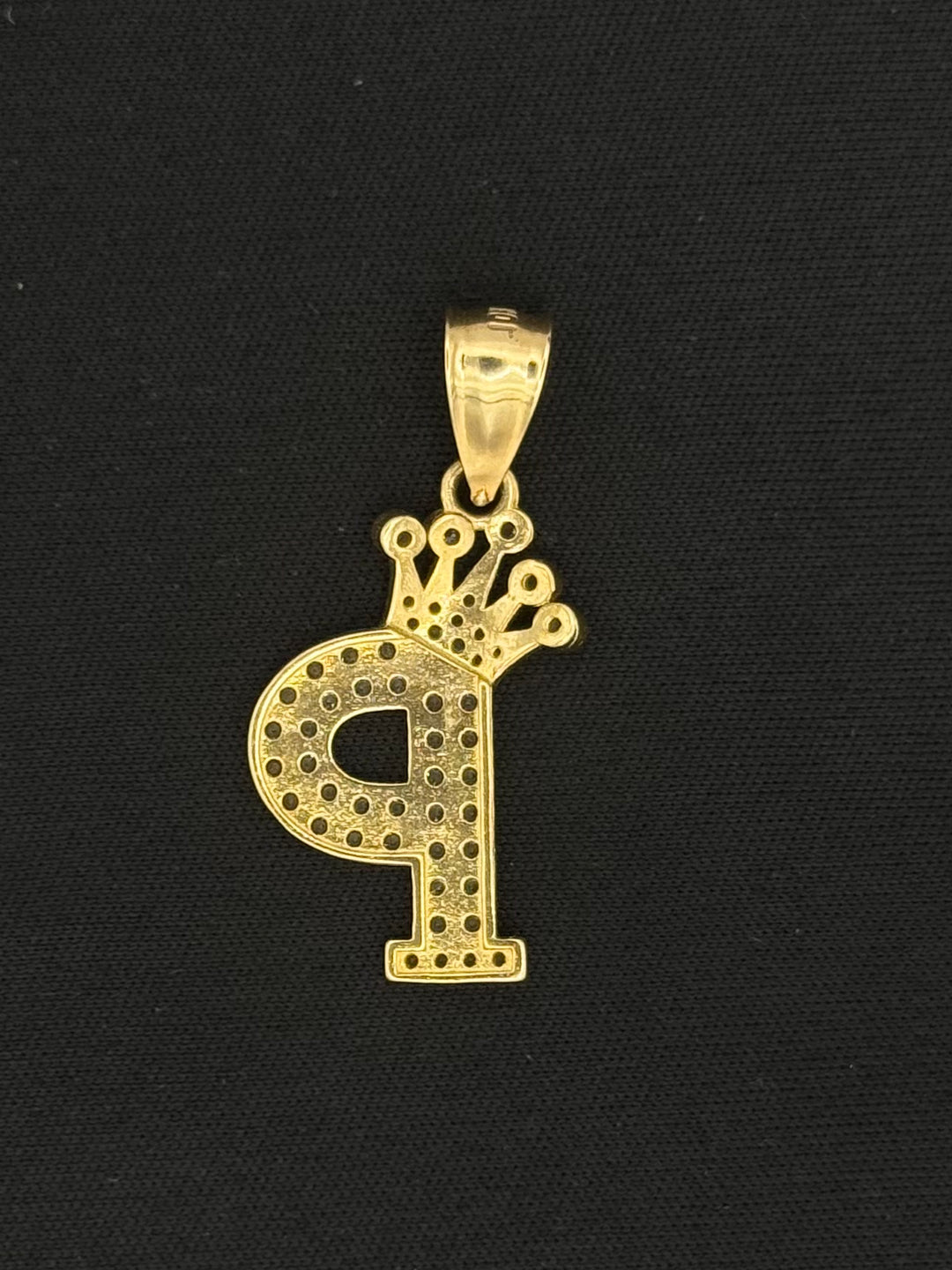 10K GOLD P INITIAL CZ CROWN PENDANT