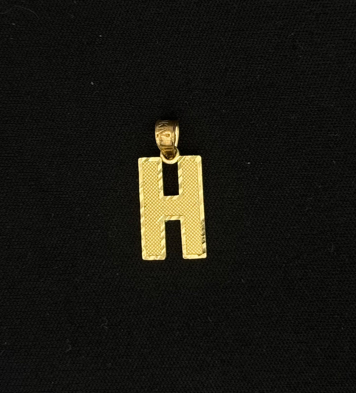 10K GOLD H INITIAL DIA CUT PENDANT