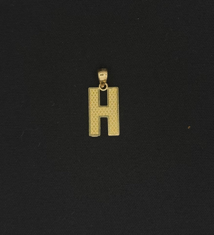 10K GOLD H INITIAL DIA CUT PENDANT