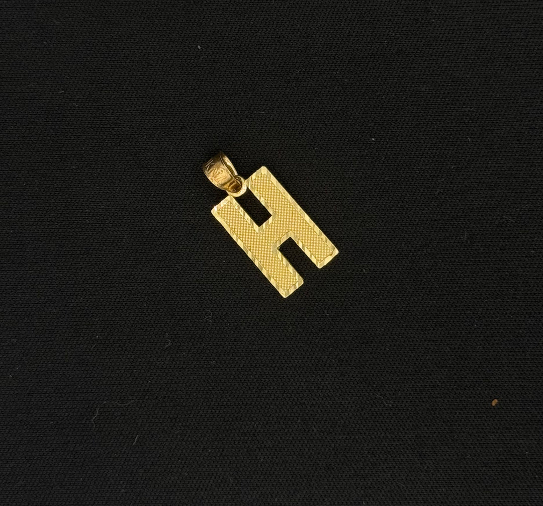 10K GOLD H INITIAL DIA CUT PENDANT