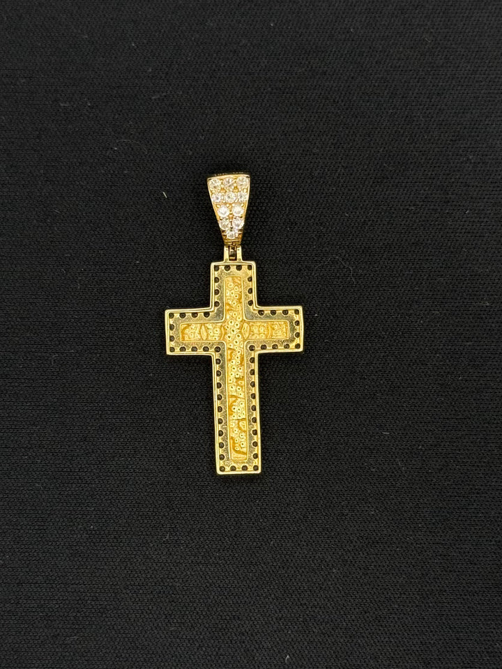 10K GOLD CZ NUGGET CROSS PENDANT
