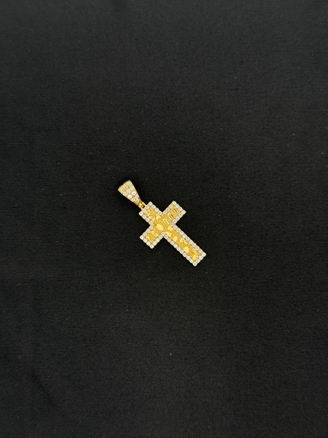 10K GOLD CZ NUGGET CROSS PENDANT