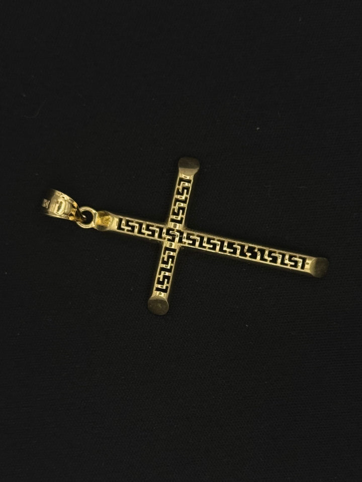 10K GOLD GREEK DESIGN CROSS PENDANT