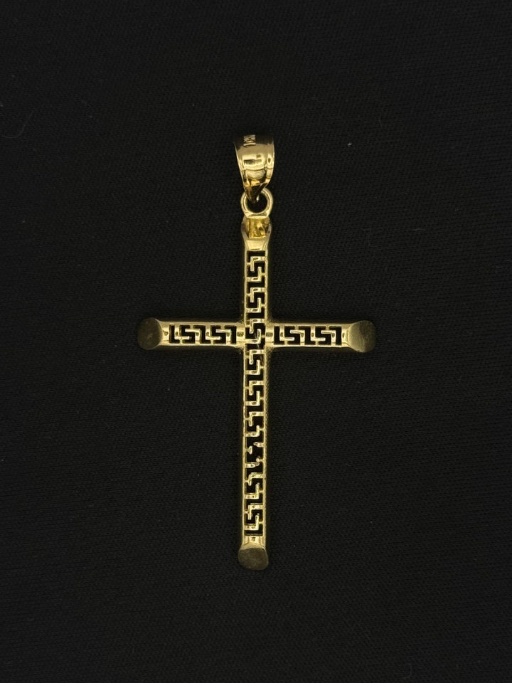 10K GOLD GREEK DESIGN CROSS PENDANT