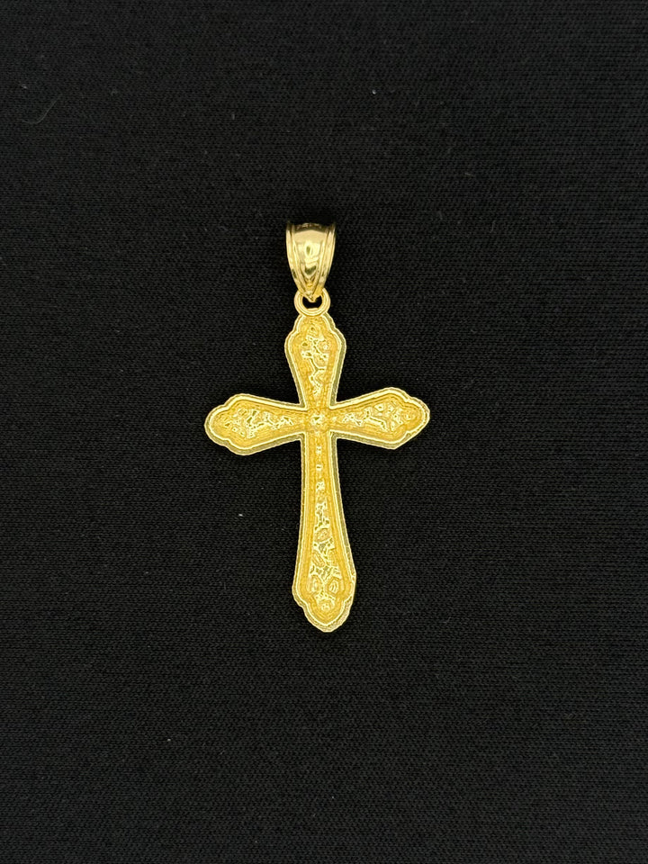 10K GOLD NUGGET CUT CROSS PENDANT