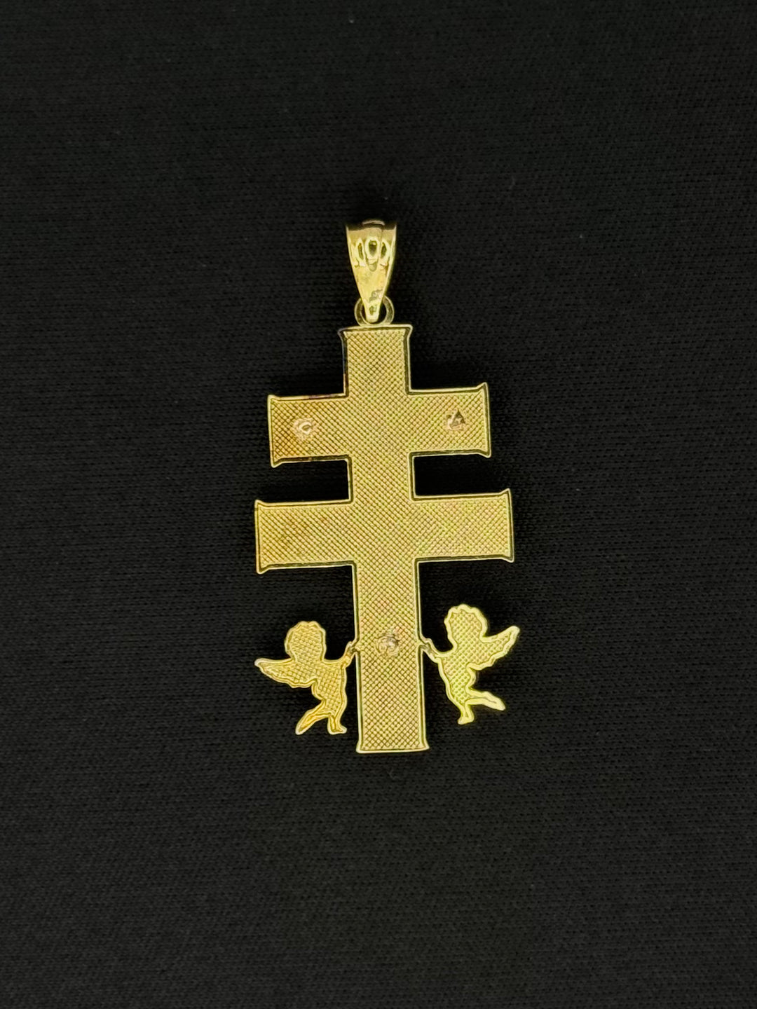 10K TRI GOLD 3D CARAVACA WITH JESUS PENDANT
