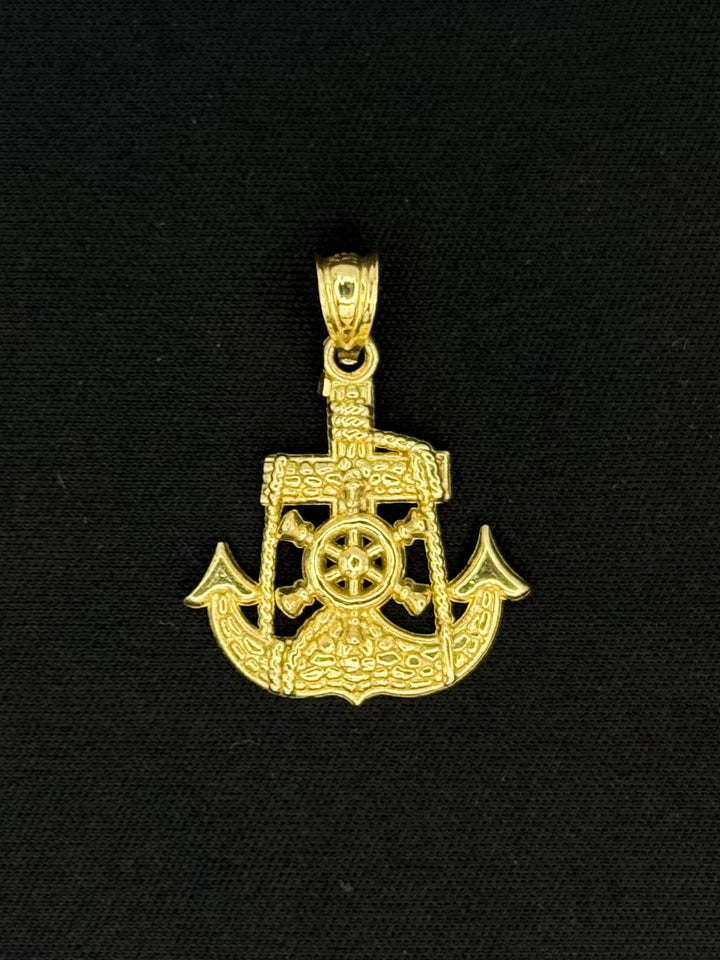 10K GOLD 3D MARINER’S ANCHOR PENDANT