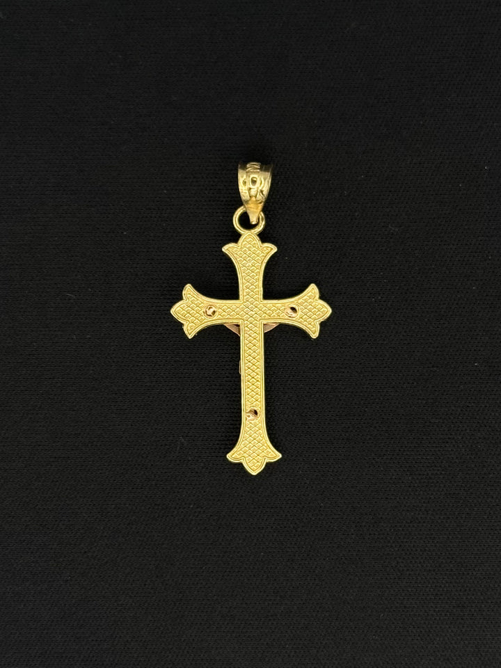 10K GOLD DIA CUT JESUS CROSS SPIKE DESIGN PENDANT