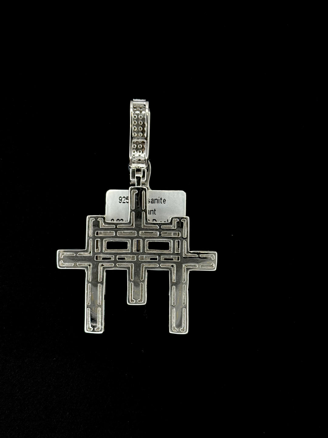 925 SILVER MOISSANITE BAGUETTE TRIPLE CROSS PENDANT