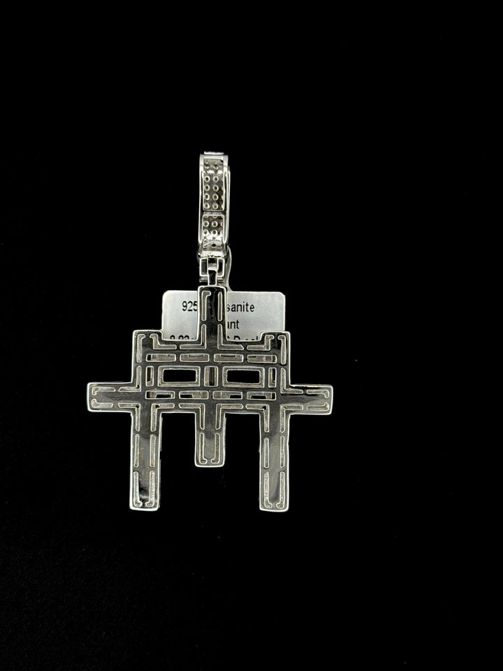 925 SILVER MOISSANITE BAGUETTE TRIPLE CROSS PENDANT