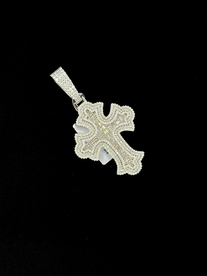 925 SILVER MOISSANITE BAGUETTE CROSS PENDANT