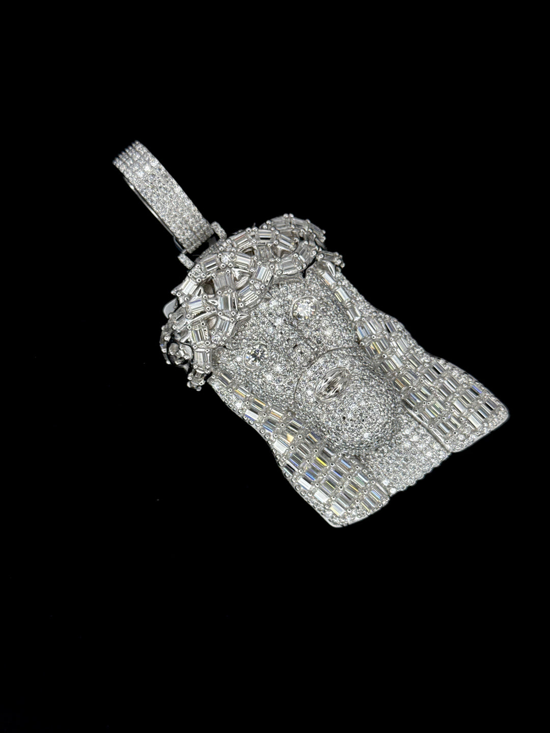 925 SILVER MOISSANITE BAGUETTE FANCY JESUS FACE PENDANT