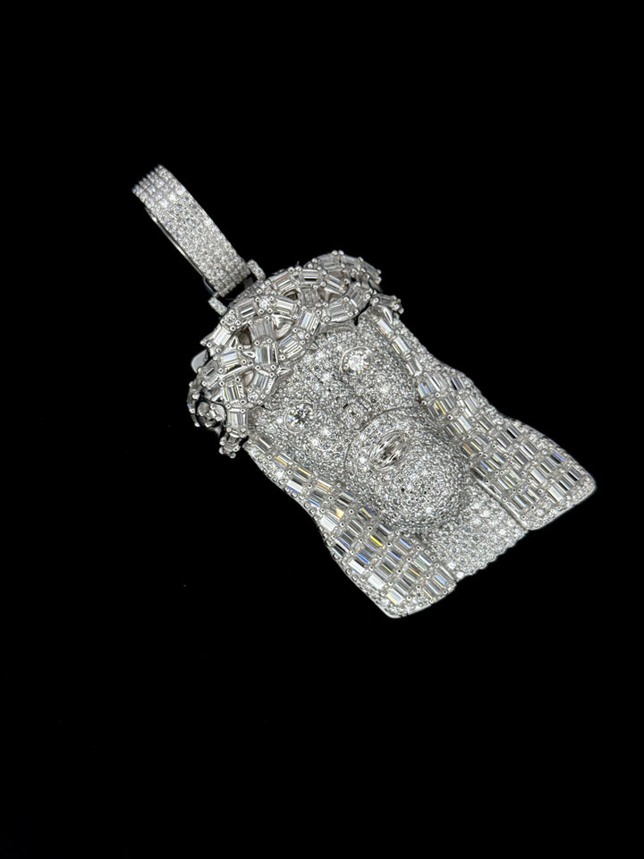 925 SILVER MOISSANITE BAGUETTE FANCY JESUS FACE PENDANT