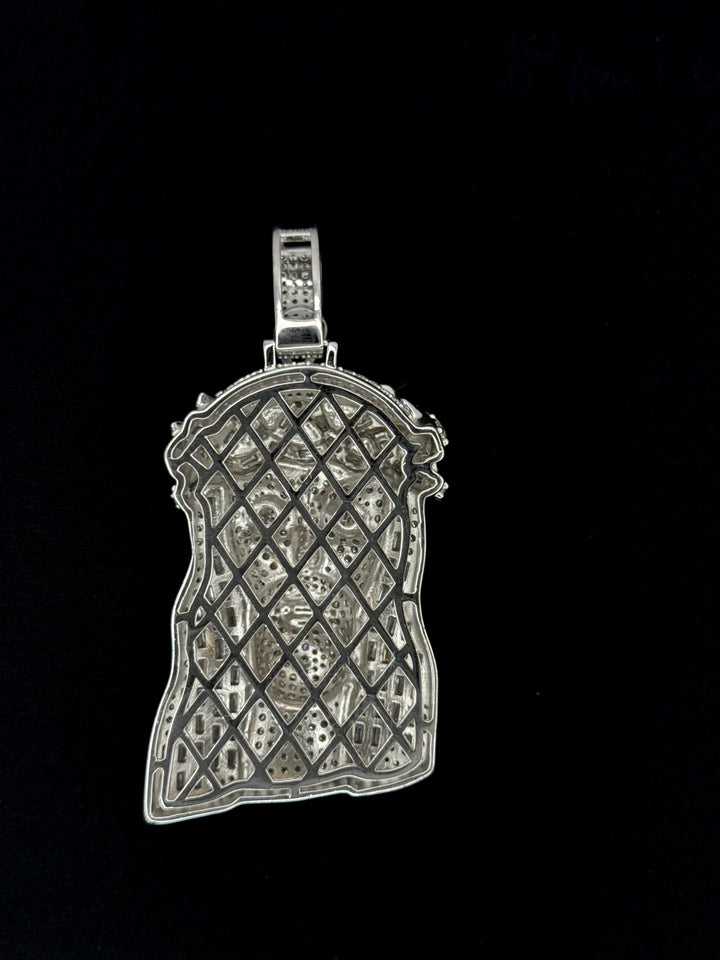 925 SILVER MOISSANITE BAGUETTE FANCY JESUS FACE PENDANT