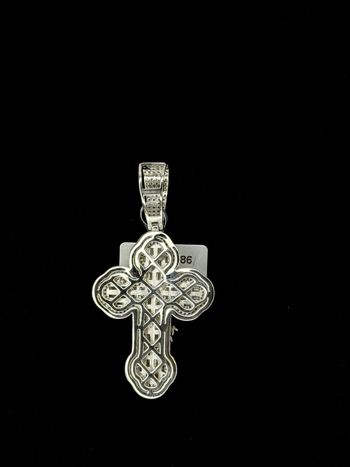 925 SILVER MOISSANITE BAGUETTE CROSS WITH JESUS ON IT PENDANT
