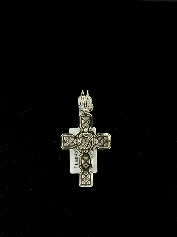 925 SILVER MOISSANITE BAGUETTE EMERALD CUT CROSS PENDANT