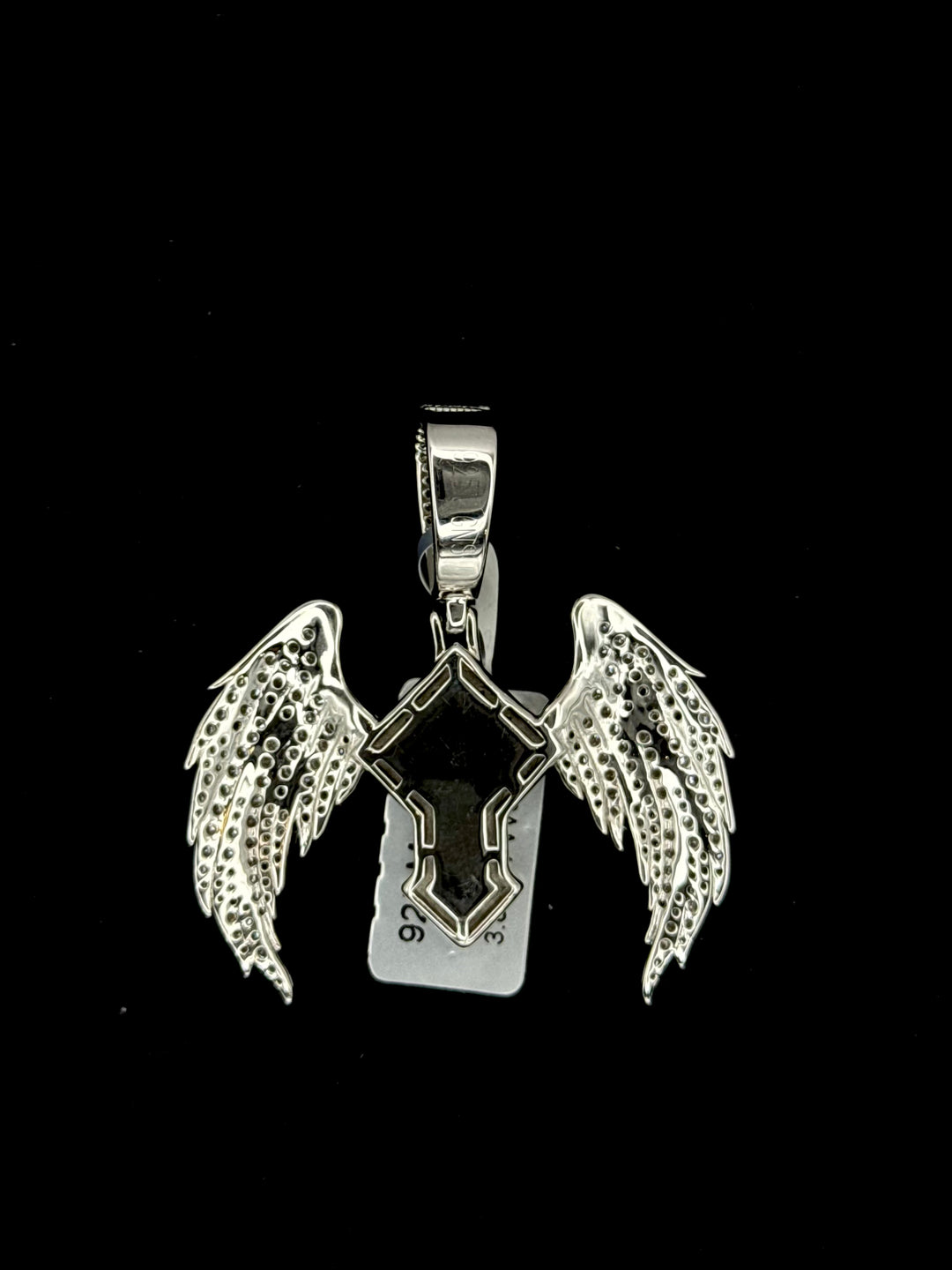 925 SILVER MOISSANITE BAGUETTE CROSS WITH WINGS PENDANT