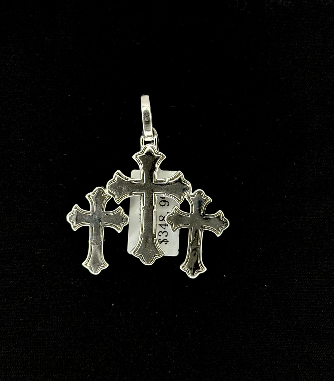 925 SILVER MOISSANITE TRIPLE CROSS PENDANT
