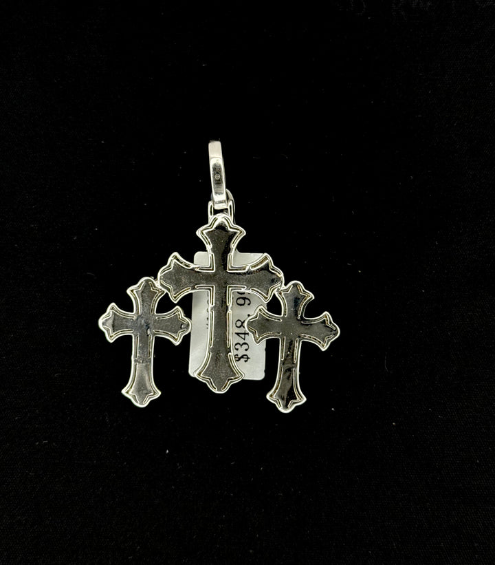 925 SILVER MOISSANITE TRIPLE CROSS PENDANT