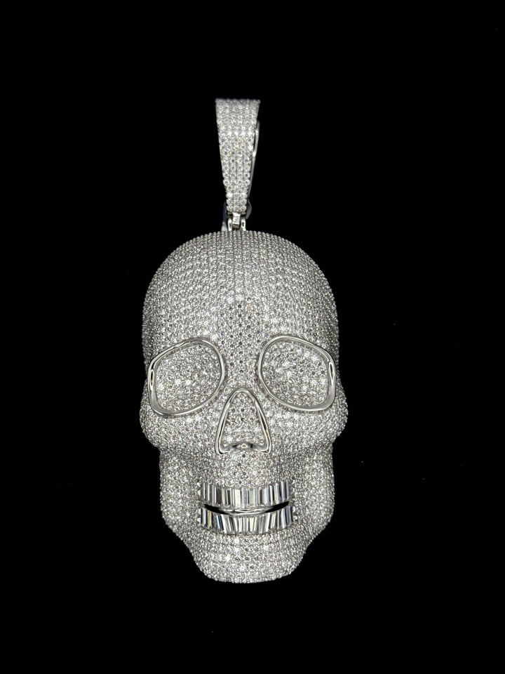 925 SILVER MOISSANITE 3D SKULL PENDANT