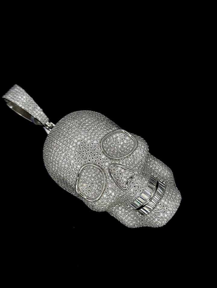 925 SILVER MOISSANITE 3D SKULL PENDANT