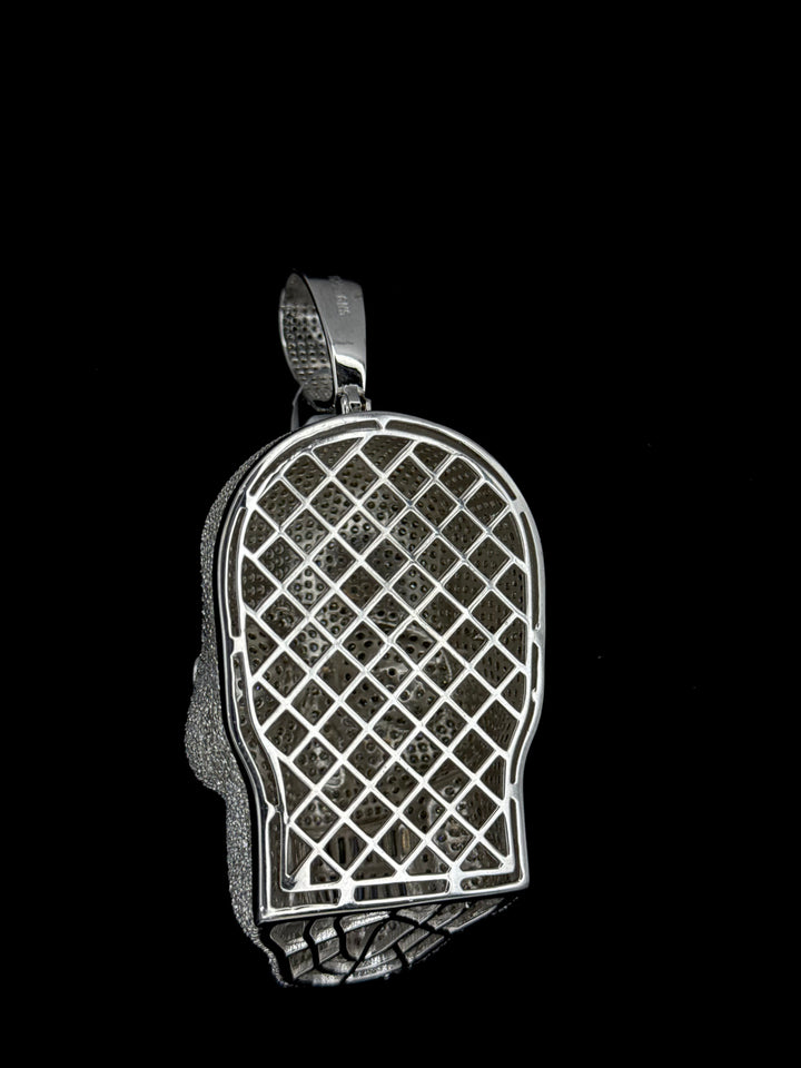 925 SILVER MOISSANITE 3D SKULL PENDANT