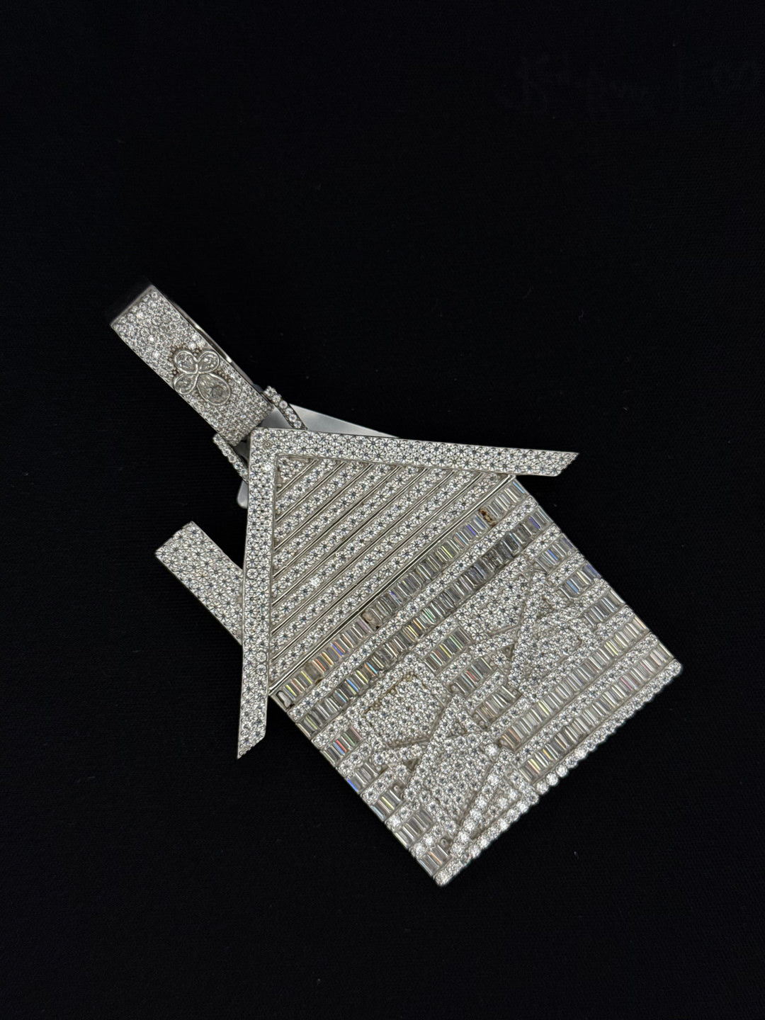 925 SILVER MOISSANITE BAGUETTE TRAP HOUSE PENDANT