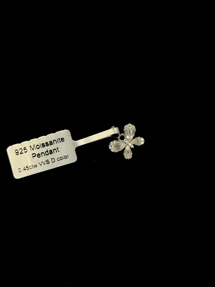 925 SILVER MOISSANITE BAGUETTE BUTTERFLY PENDANT