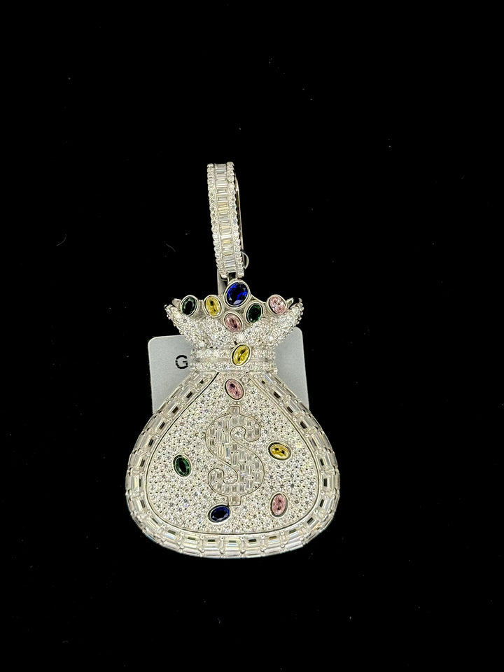 925 SILVER MOISSANITE MULTI COLOR MONEY BAG PENDANT