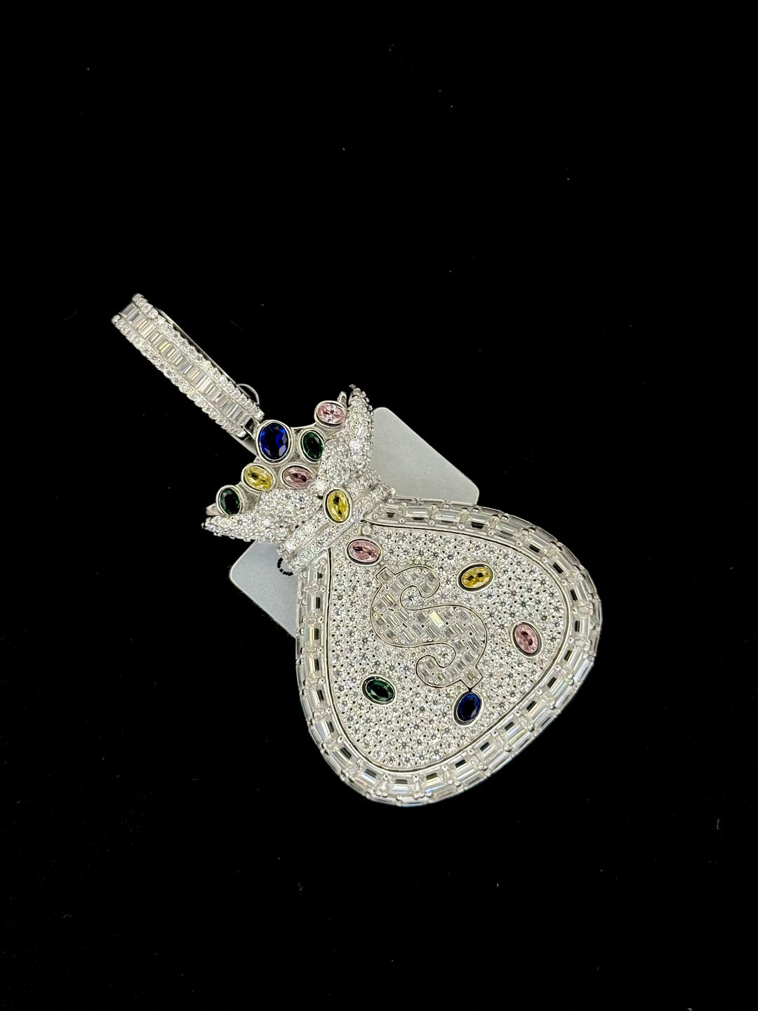 925 SILVER MOISSANITE MULTI COLOR MONEY BAG PENDANT