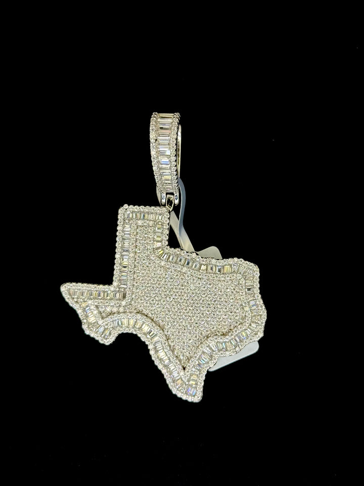 925 SILVER MOISSANITE TEXAS STATE PENDANT