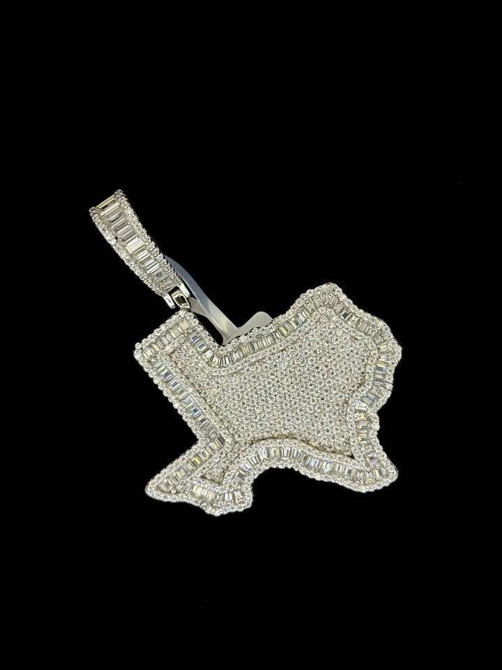 925 SILVER MOISSANITE TEXAS STATE PENDANT