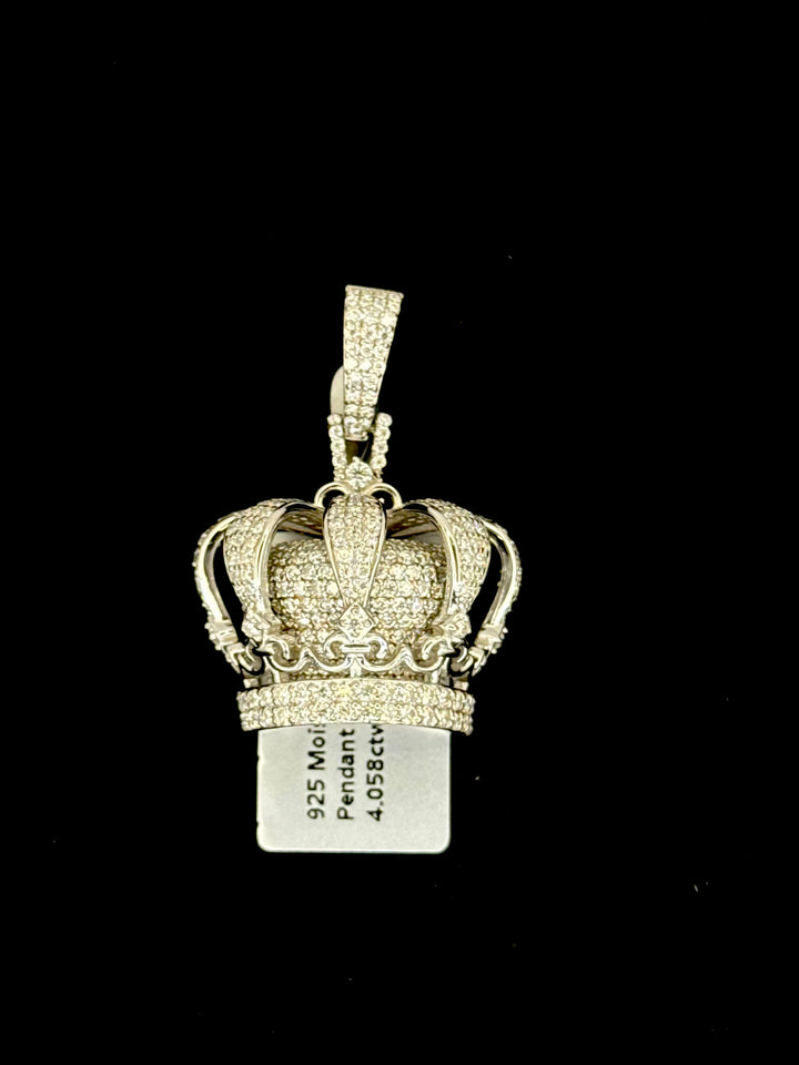 925 SILVER MOISSANITE CROWN PENDANT