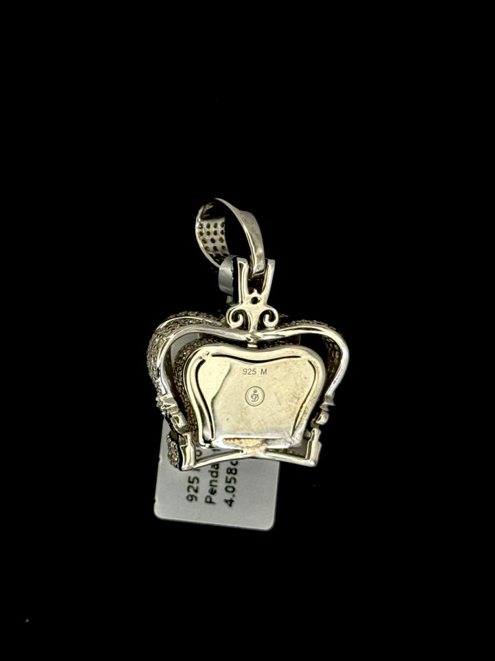925 SILVER MOISSANITE CROWN PENDANT