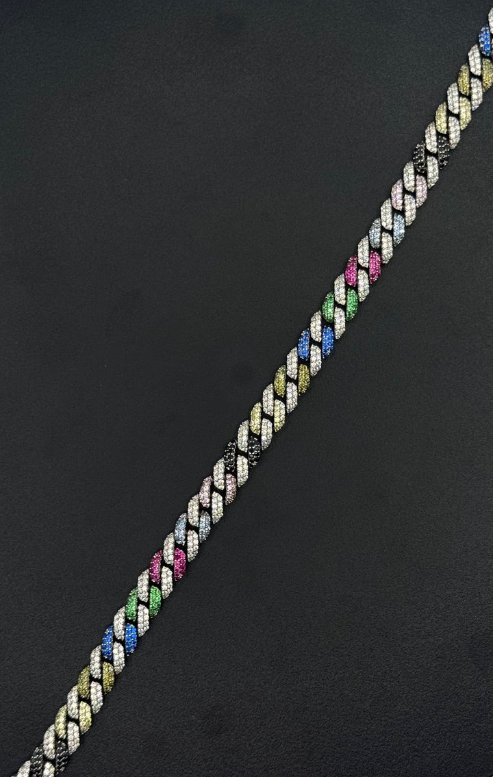 925 SILVER MOISSANITE MULTI COLOR MIAMI CUBAN NECKLACE