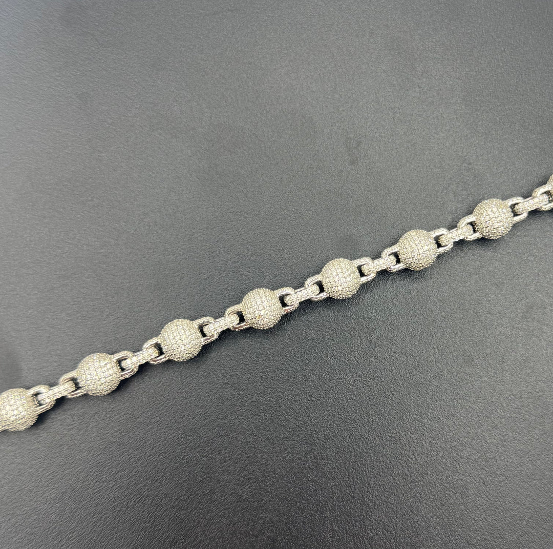 925 SILVER MOISSANITE FULLY ICED OUT CLUSTERED BALL NECKLACE