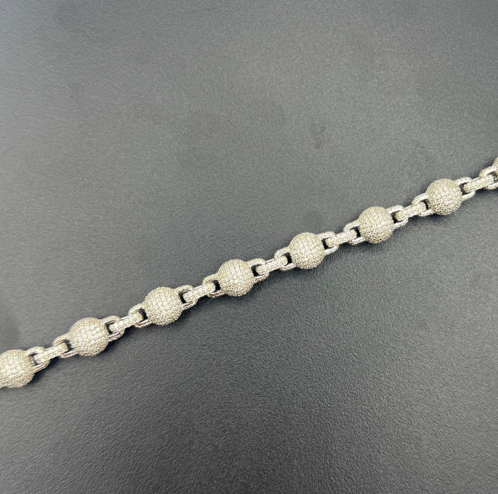 925 SILVER MOISSANITE FULLY ICED OUT CLUSTERED BALL NECKLACE