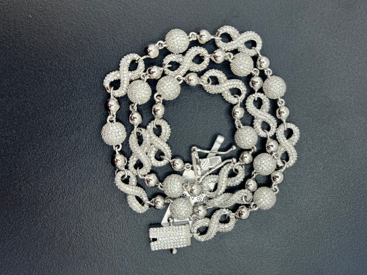 925 SILVER MOISSANITE ICE BALL WITH INFINITY NECKLACE