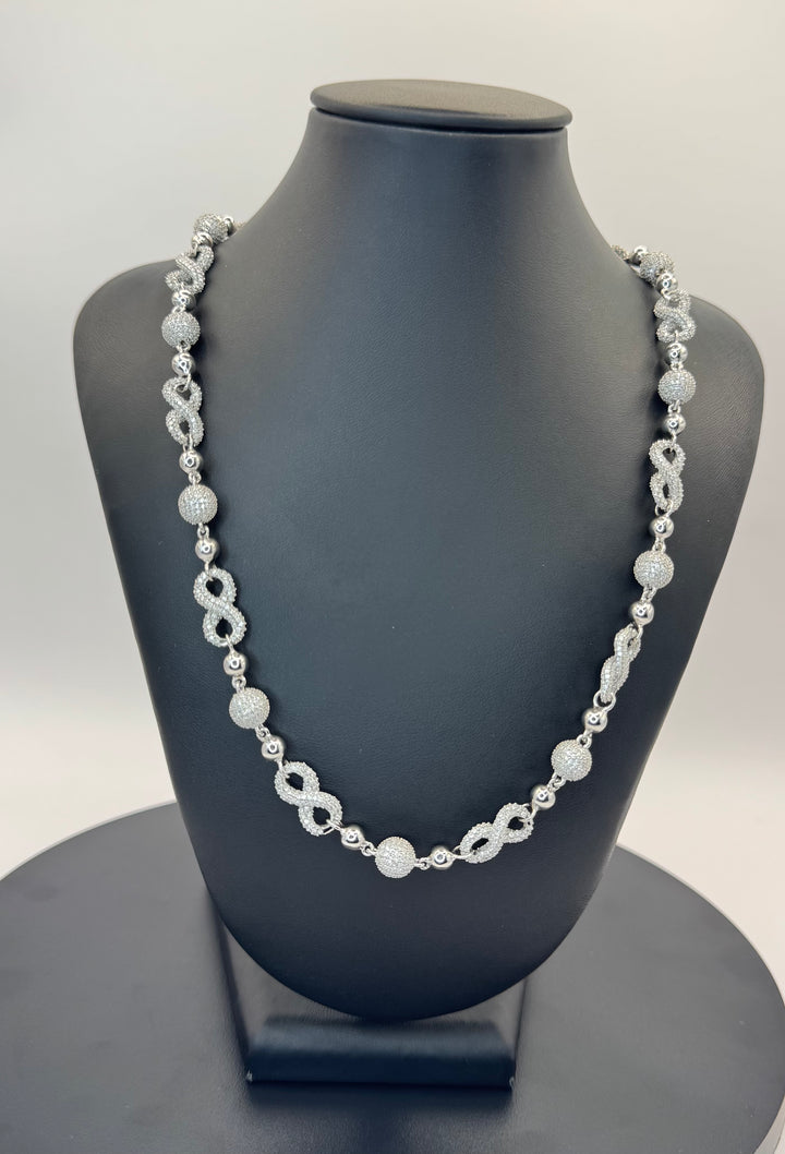 925 SILVER MOISSANITE ICE BALL WITH INFINITY NECKLACE