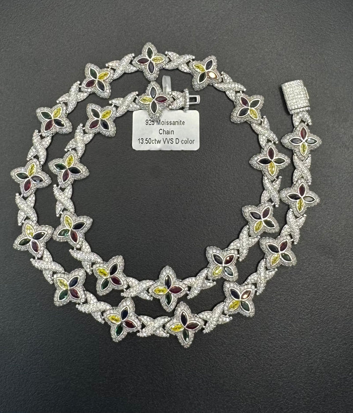 925 SILVER MOISSANITE MULTI COLOR CLOVER NECKLACE